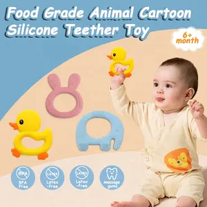 Natural Rubber Cartoon Animal Shape Teether Teething Toys Baby Sensory Teething Teether Toys Bpa Free Silicone Baby Teether