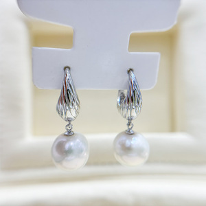 Accessoires en argent S925 pour la création de bijoux, support vide pour perles, boucle d'oreille en argent tendance avec perles rondes de 10-15 mm 22233 - Product Image 3