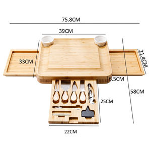 Accesorios de Cocina, Juego de 6 Cuchillos, 2 Tazones, Bandeja para Servir, Tabla de Cortar de Bambú para Fiestas, Tabla de Quesos de Bambú para Platos de Queso - Product Image 2