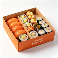Boîtes en papier personnalisées pour sushis, pliables, recyclables, de qualité alimentaire, avec fenêtre