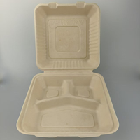 Vaisselle jetable, contenants alimentaires à emporter en plastique biodégradable à 3 compartiments de 9 pouces, boîte à lunch