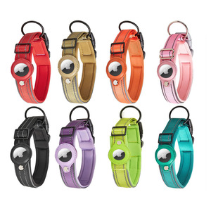 KingHon Air <b>Tag</b> Protector <b>Dog</b> Collar Adjustable Heavy Duty Breathable Nylon Pet Collars Reflective Gps Collar With Airtag Case - Product Image 2