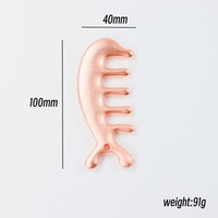 Peigne de massage en alliage de zinc or rose, portable, manuel, pour drainage lymphatique, relaxation de la tête, soin des cheveux, massage du cuir chevelu, à dents larges, en forme de dauphin
