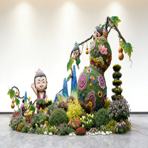 Sculpture de verdure artificielle sur mesure de grande taille - Installation artistique florale pour l'intérieur des centres commerciaux, les halls commerciaux et la décoration saisonnière - Product Image 2