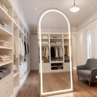 Miroir sur pied LED pleine longueur haute luminosité pour maquillage, armoire et salle de bain, grand miroir pleine longueur de style européen avec éclairage LED