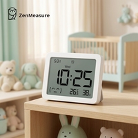 ZenMeasure Mi Home App Mendukung Sensor Pelacak Suhu dan Kelembapan Nirkabel Bluetooth, Jam Digital Pintar