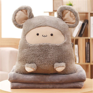 Manta de Peluche Totoro de Doble Uso, Cuadrada, Gris, de Felpa Coral, Funda de Cojín para el Hogar - Product Image 2