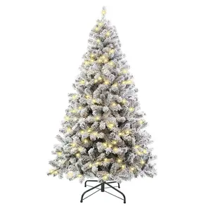 Premium Hinged Easy Assembly Artificial Fir 7ft PVC pre-lit high class pvc flocked christmas tree