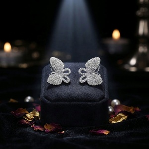 Nouvelles boucles d'oreilles créoles en ZIRCON pour femmes, bijoux fantaisie, ensemble de boucles d'oreilles simples en or blanc pour femmes - Product Image 4