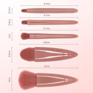Ensemble de 5 pinceaux de maquillage professionnels portables de haute qualité pour le voyage, avec miroir, logo personnalisé, fibres artificielles, pour le visage, le correcteur et les fards à paupières - Product Image 2