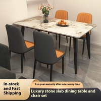 Ensemble Table et Chaises de Salle à Manger Rectangulaire Moderne Minimaliste Luxe Simple Meuble de Salon pour Petit Logement Design Léger en Céramique