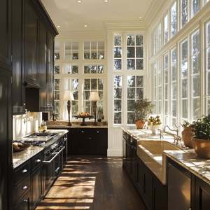 Meubles de cuisine complets de style américain classique, armoires de cuisine en bois debout, design shaker, laque, îlot avec évier - Product Image 2