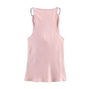 Camiseta sin Mangas Casual de Moda con Cuello Redondo Rosa para Mujer - Product Image 3