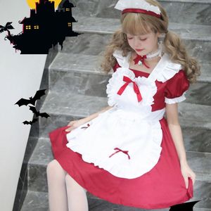 Lolita Maid Costume Wine Red Anime Style Cosplay Outfit For Game Role Playing 14 Years Up - Product Image 4