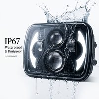 Paires de phares LED 5x7 certifiés DOT SAE, faisceau scellé 7x6 avec double lentille, DRL blanc, clignotant ambre, profil mince 55mm pour Jeep XJ et camion