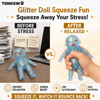 Jouet anti-stress TONGXIN en forme de poupée arc-en-ciel scintillante, jouet à presser, balle anti-stress, jouet souple et moelleux en maltose, cadeau