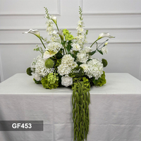 Bouquet de fleurs artificielles moderne pour mariage, thème blanc et vert, 70 cm, grande fleur d'allée avec guirlande suspendue pour décoration d'autel