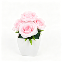 Fournisseur Professionnel de Mini-Bonsaïs de Roses Artificielles Réalistes, Plantes en Pot de Fleurs en Soie Personnalisées, Style Nordique, Fait Main, Thanksgiving