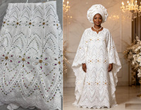 Tissu en dentelle guipure chimique nigériane blanche de haute qualité avec broderie africaine, appliques de fleurs 3D en polyester, collection 2026