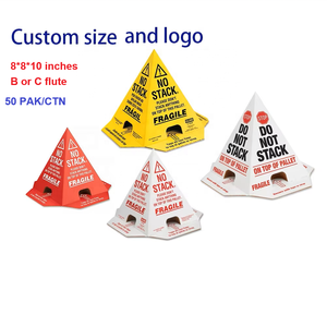 (Paquet de 50) Cones de signalisation anti-empilage pour marchandises fragiles, personnalisables avec logo, en carton ondulé pour alertes d'expédition - Product Image 1