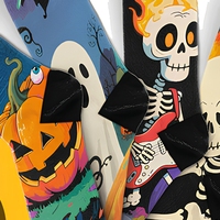 Chaussettes d'Halloween pour hommes, chaussettes imprimées punk, chaussettes de fête avec motifs citrouille et fantôme, hiver