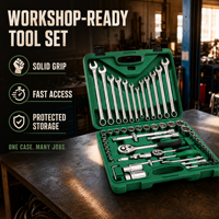 Ensemble d'outils de réparation automobile ergonomique de 61 pièces, 6,3 x 12,5 mm, clé à douille, boîte à outils pour travaux d'entretien industriel, CVC et plomberie
