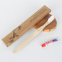 Brosse à dents jetable en bambou avec kit de dentifrice pour fournitures d'hôtel et articles de toilette pour invités