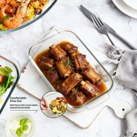 Grand plat de cuisson en verre – Résistant à la chaleur, compatible four et micro-ondes, rectangulaire, pour barbecue, poisson, usage domestique et service