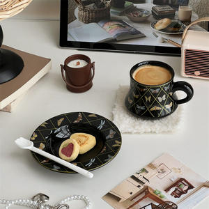 Magnifique ensemble de tasses et d'assiettes en céramique pour le jardin, tasse à café haut de gamme et exquise, mug pour la maison - Product Image 4