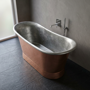 Bañera Portátil de Metal Estilo Antiguo, Bañera Ovalada de Cobre para Adultos con Tapa - Product Image 2