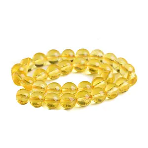 natural citrine natural Lemon stone loose beads round beads manufacturers directly supply cross-border