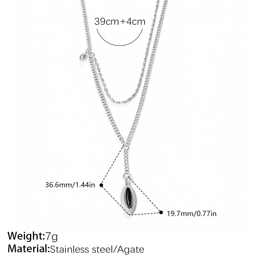 Collier en agate noire XL887BKS