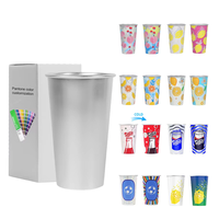 Tasse magique thermosensible en aluminium à changement de couleur 16oz, personnalisable, recyclable, pour boissons froides lors d'événements