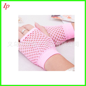 LPP4275 <b>Fishnet</b> Gloves Small Size Neon Color Punk Style For Halloween Party Adult Wear Polyester Material - Product Image 4