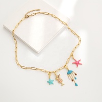 Breloques DIY tendance pour bracelets et colliers, motifs étoile de mer, hippocampe, donut, en cuivre et or 18K, breloques à clip et pendentifs, accessoires