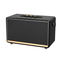Haut-parleur portable de style rétro, texture en cuir premium, design grille en maille, système audio à basses profondes pour le divertissement à domicile