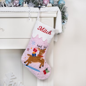 Joyeux <span class=keywords><strong>Noël</strong></span> Snowy Charater Rose Bas <span class=keywords><strong>de</strong></span> <span class=keywords><strong>Noël</strong></span> Nom brodé pour bas <span class=keywords><strong>de</strong></span> vacances Décoration <span class=keywords><strong>de</strong></span> la maison - Product Image 5