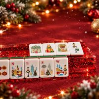 Set Ubin Mahjong Amerika Mewah Modern Confetti Empat Lapis Akrilik Premium Lipat Portabel 160-Piece untuk Liburan Natal