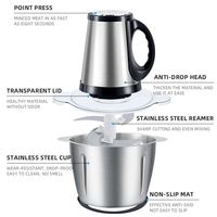 Processeur noir puissant inoxydable 2000w acier silencieux 3l mini hachoir électrique alimentaire, hachoir à viande pour restaurant/