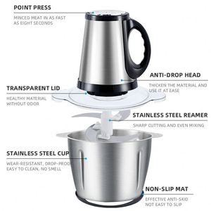 Bộ xử lý màu đen mạnh mẽ 2000 không gỉ W im lặng thép 3L mini điện Chopper thực phẩm, máy xay thịt cho nhà hàng/ - Product Image 5