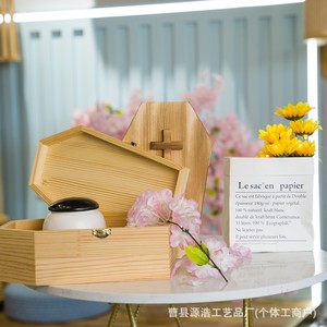 Caja de madera para cenizas de mascotas, rectangular, duradera, ataúd conmemorativo para perros y gatos - Product Image 1