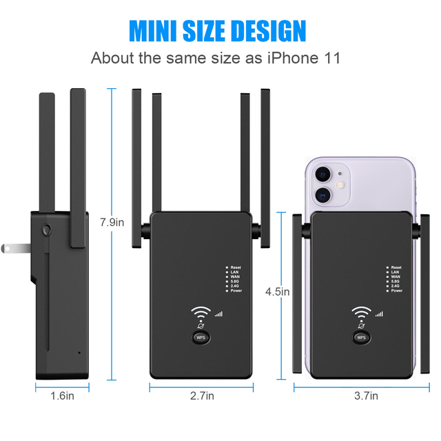 U6 Wireless Wifi Extender 1200Mbps Wi-Fi Amplifier Long Range Wifi Signal Booster 5Ghz WiFi Repeater
