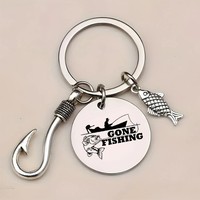Gantungan Kunci Kail Ikan Baja Tahan Karat dengan Slogan Terukir Anda Adalah Tangkapan Terbaik Saya Liontin untuk Pecinta Memancing Pria Gantungan Kunci Mobil Grosir