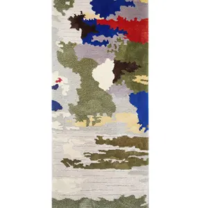 European style rug abstractive patched design rug hand tufted wool area rug