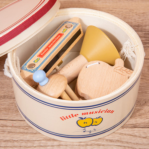 Juego de Instrumentos Musicales de Madera para Músicos al por Mayor: Tambor, Trompeta, Armónica, Campana y Sonajero de Juguete - Product Image 4