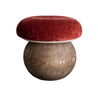 Tabouret champignon rembourré en tissu avec coussin en éponge, structure en bois massif, chaise ottoman d'appoint pour salon, chambre, hôtel, appartement