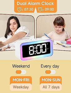 Electric LED <b>Digital</b> Desk Alarm <b>Clock</b> Temperature Display Acoustic Control Sensing USB Charging Pen Holder Plastic Bathroom - Product Image 4