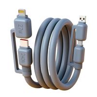 Câble de charge super rapide 4-en-1 240W compatible USB-C ; Câble d'extension de chargeur de voiture double-à-double 2 mètres de long tressé