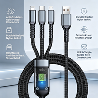 Câble de charge 3-en-1 100W avec lumière LED nocturne, connecteurs transparents anti-oxydation, nylon tressé