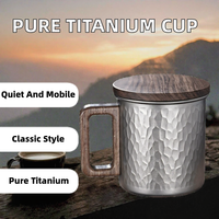 Tasse de camping en titane pur martelé, gobelet portable pour eau, thé, café, utilisation en extérieur et en voyage